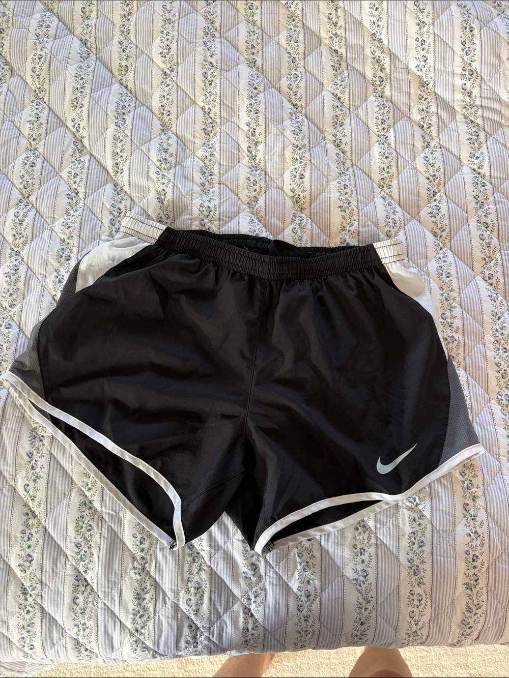 Nike Women’s Black Athletic Shorts with White Piping